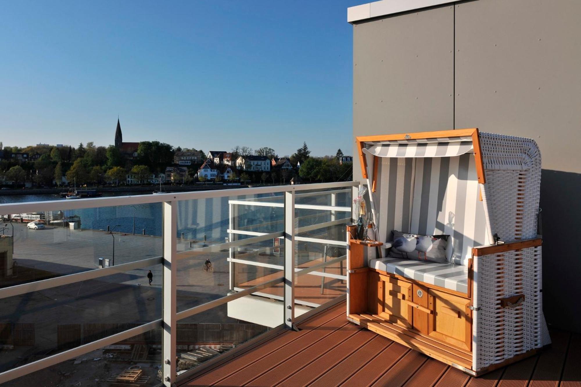Apartment 37 "Sonnendeck", Blickrichtung Von Der Terrasse Auf Das Offenes Meer, Strand, Innenstadt Eckernförde Buitenkant foto